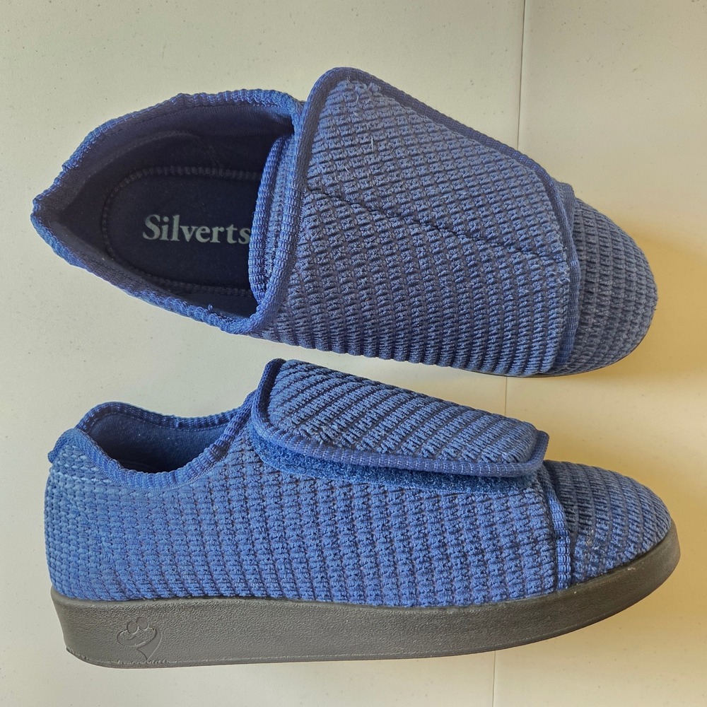 Silverts Blue Adaptive Extra Wide Slippers Women 13 Men 11 Slip Resistant Shoe
